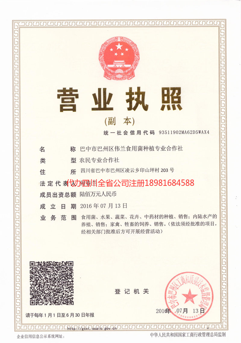 辽宁辽宁伟兰食用菌种植专业合作社